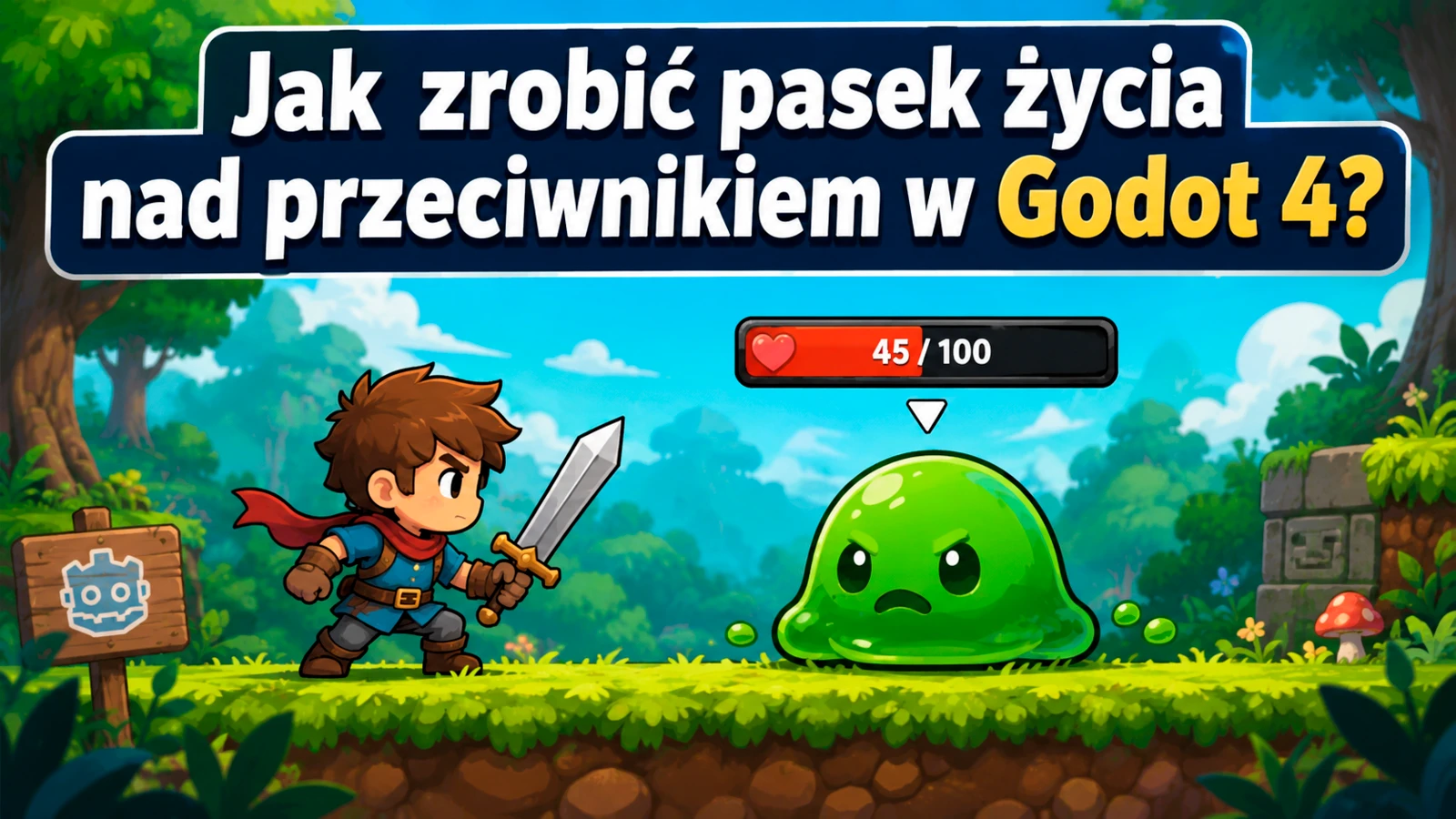 Jak zrobić pasek życia nad przeciwnikiem w Godot 4?